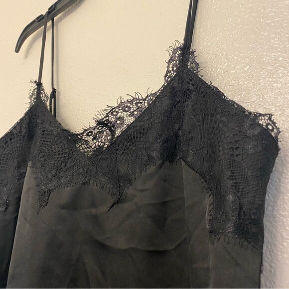 Missguided black BOHO LACE TRIM SPAGHETTI STRAP cami slip top v neck sexy 4 - Picture 4 of 10